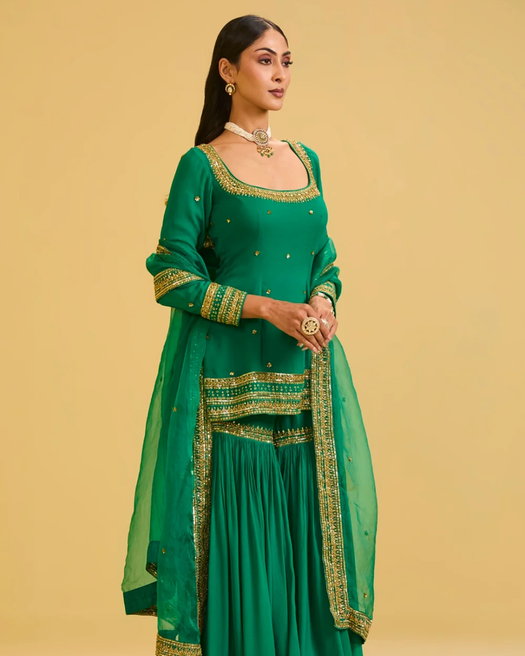 Esha Koul - Green Sharara Set From Naaz