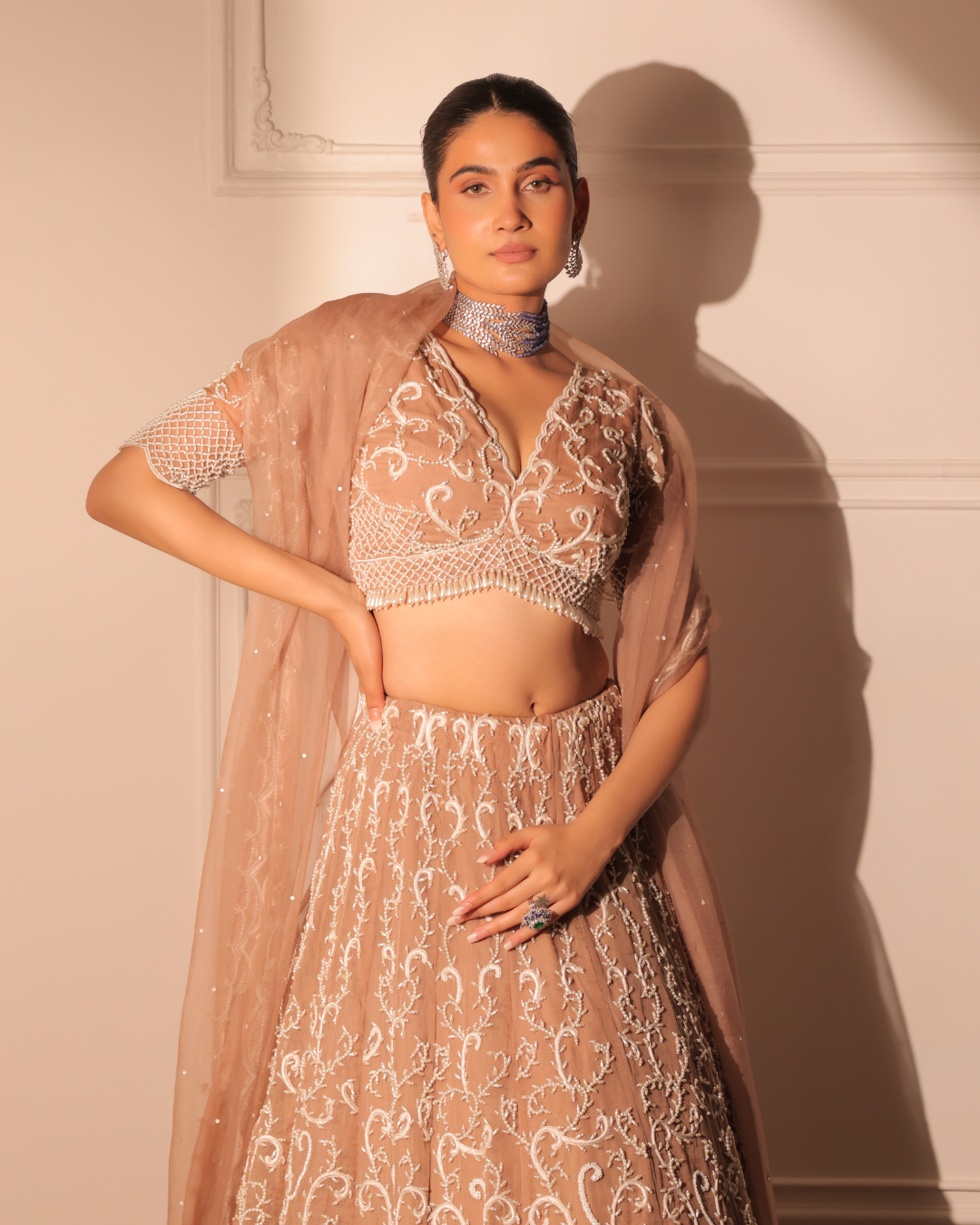 Sonali Bansal - Nora nude beige lehenga set From Banno Ki Saheli