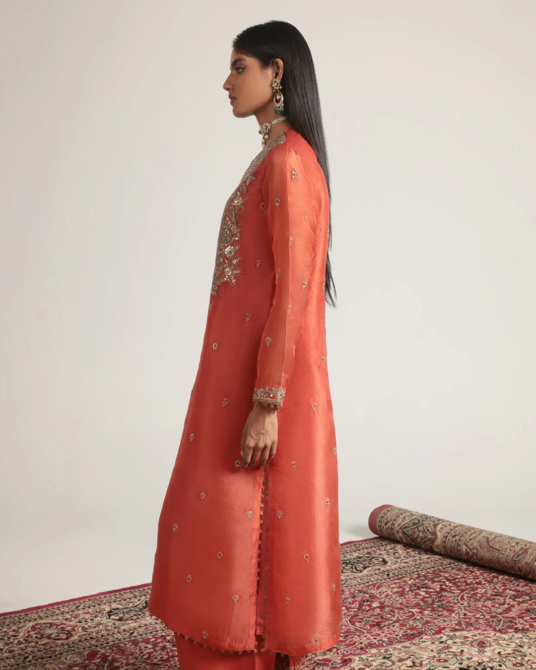 Niti Bothra - Zar-Rang Orange Long Kurta Set