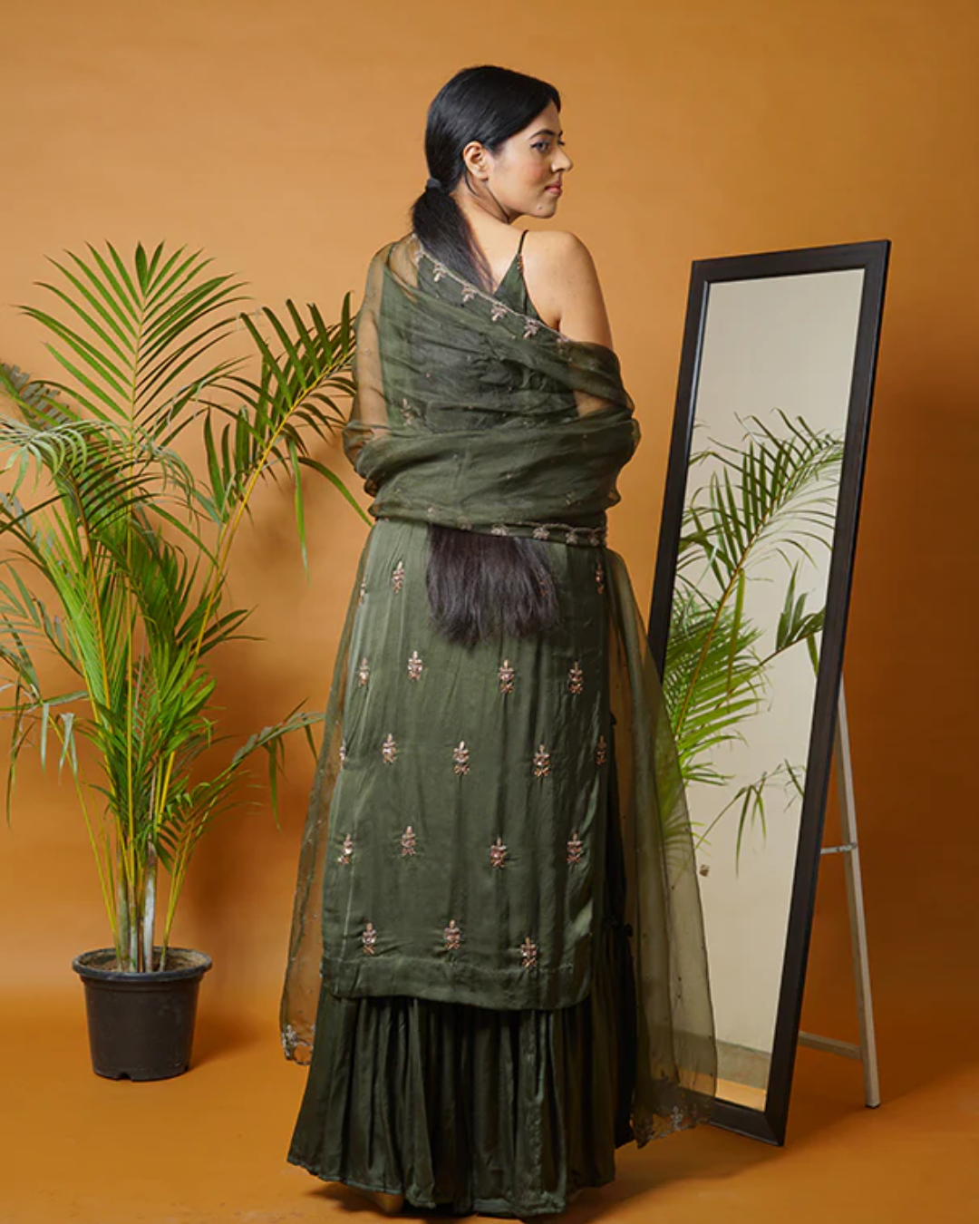 Sonali Bansal - Olive green kurti and  garara set with dupatta From Fiza