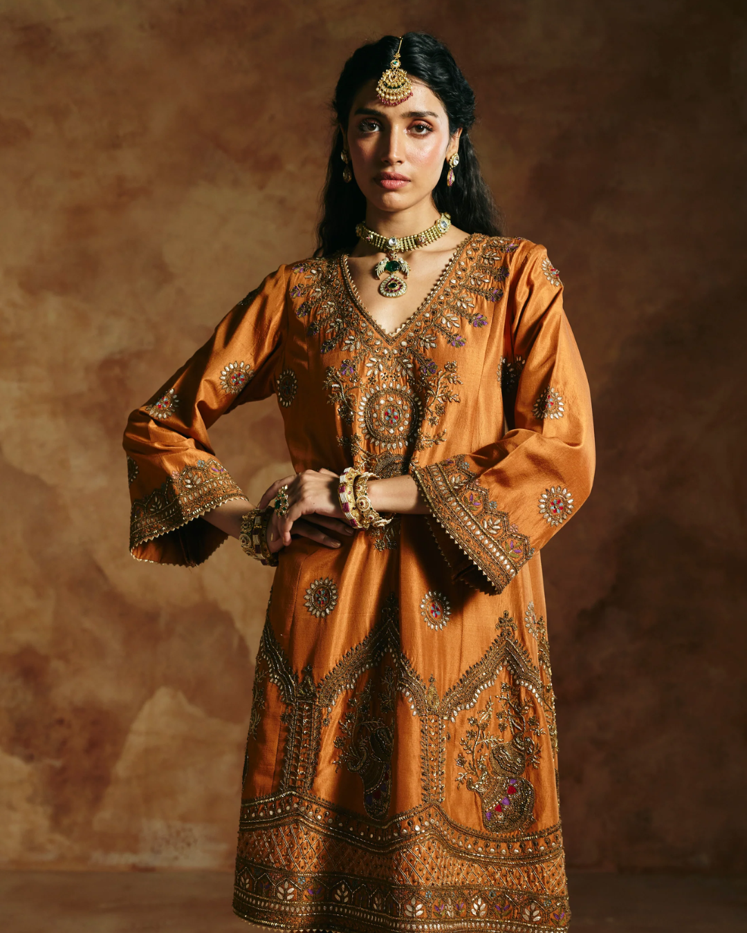 Aman Takyar - Brick Rust Kurta Set From Today's Sindh