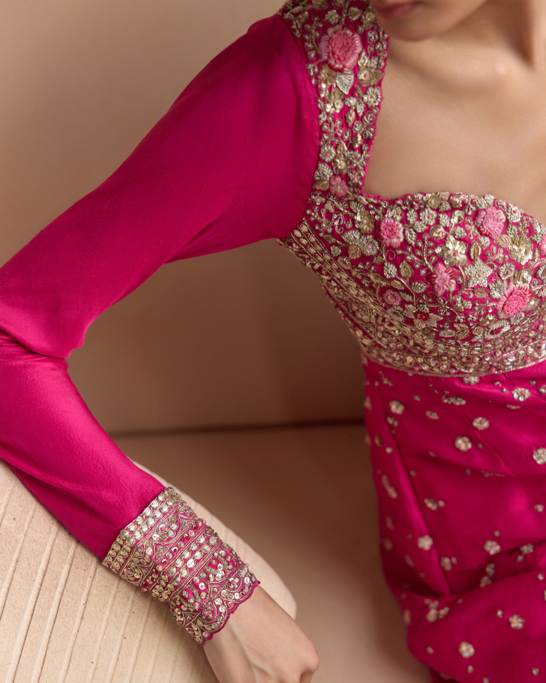 Osaa By Adarsh - Scarlet Embroidered Anarkali Set From Off The Record