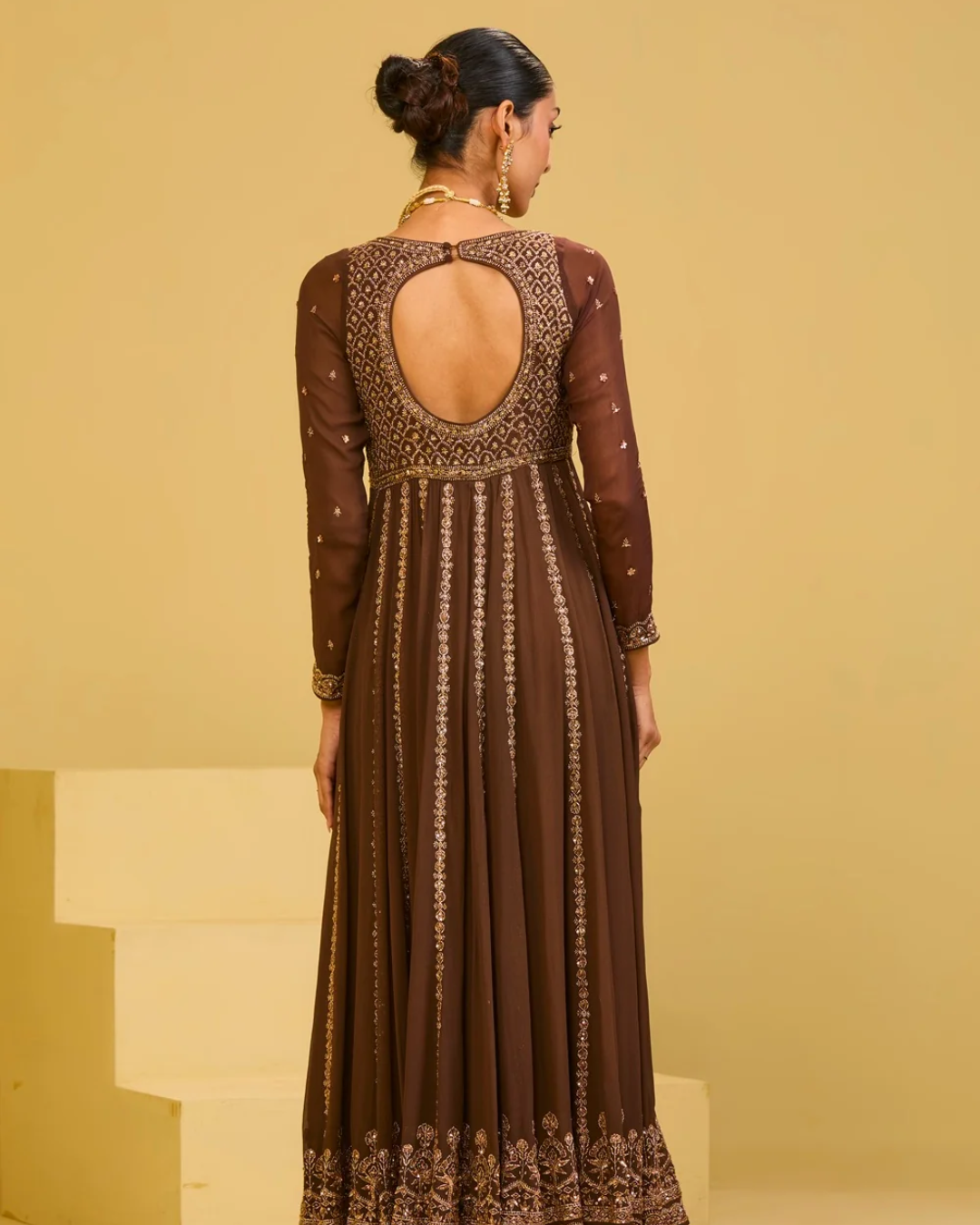 Esha Koul - Brown Anarkali Set From Naaz