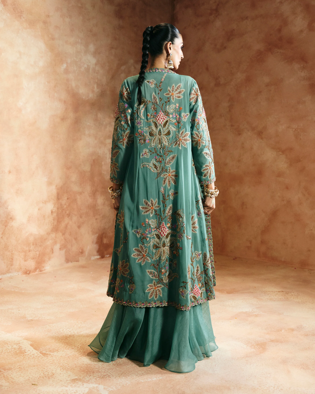 Aman Takyar - Coral Jacket Set From Today's Sindh
