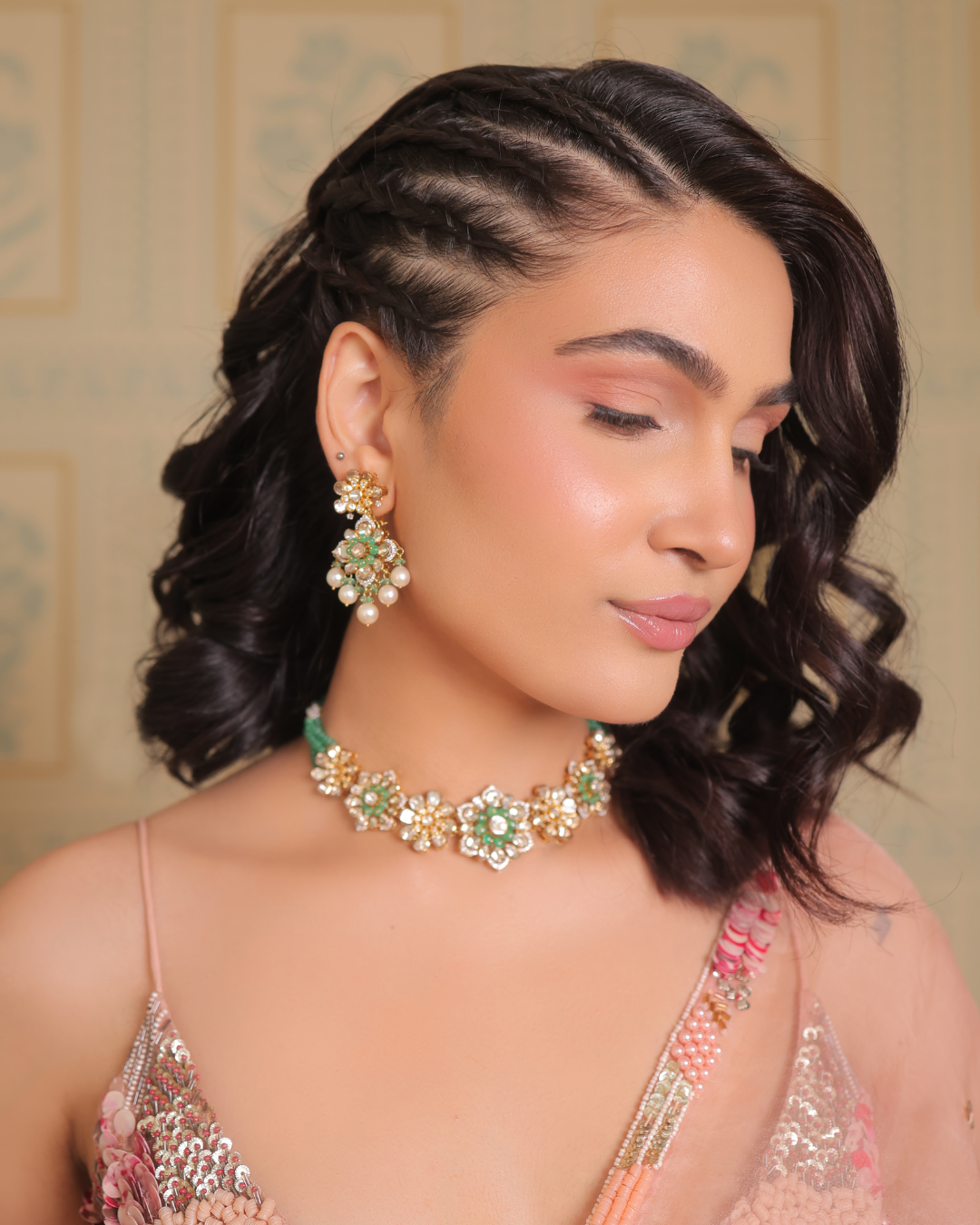 Sonali Bansal - Blush pink drape saree with blouse (potli seperately priced) From Banno Ki Saheli