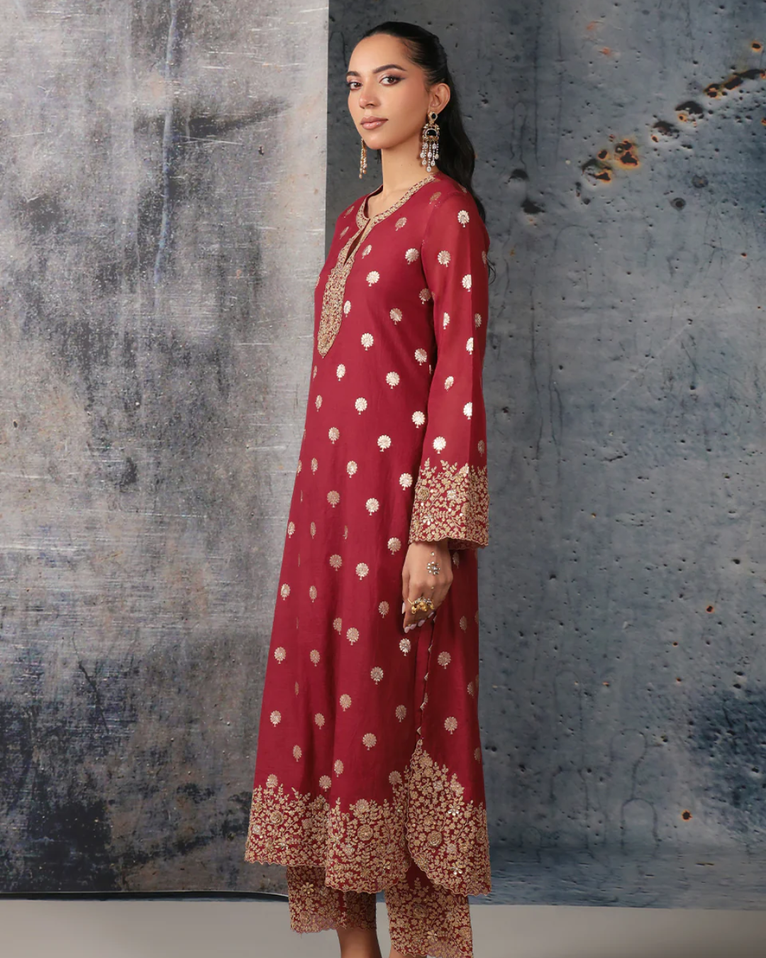Niti Bothra - Mehrang Maroon Farshi Kurta Set