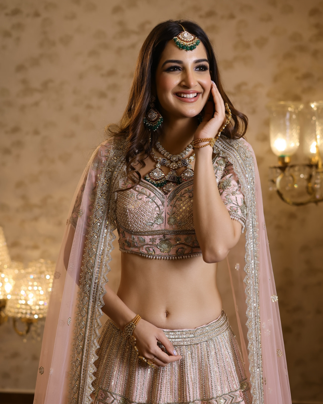 Isa by Dolly Wahal - Emma Pink Bridal Lehenga From Fiori