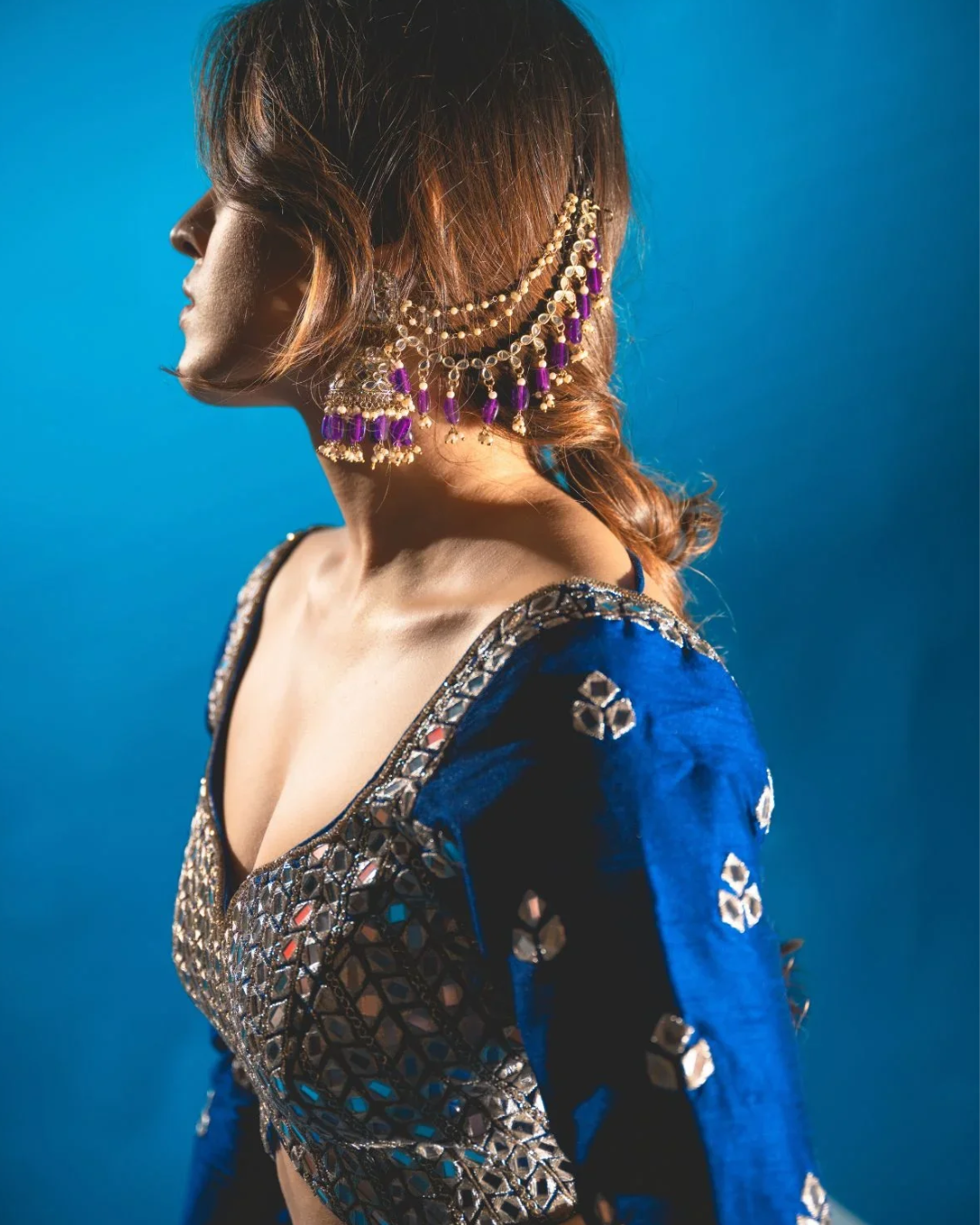 Anisha Shetty - Navy Blue Lehenga Set From Rangin