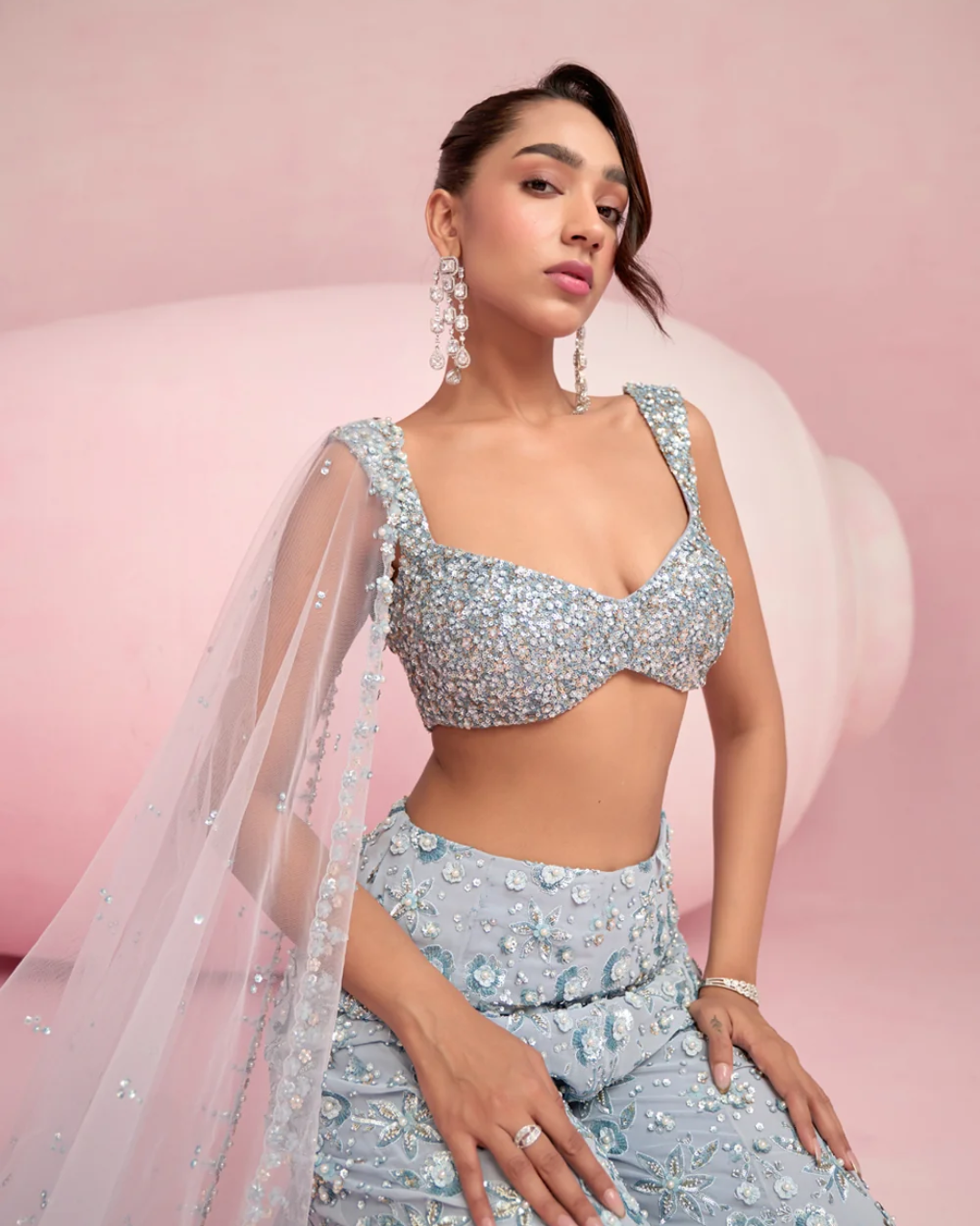 Prevasu - Blue Sharara Set From Solene