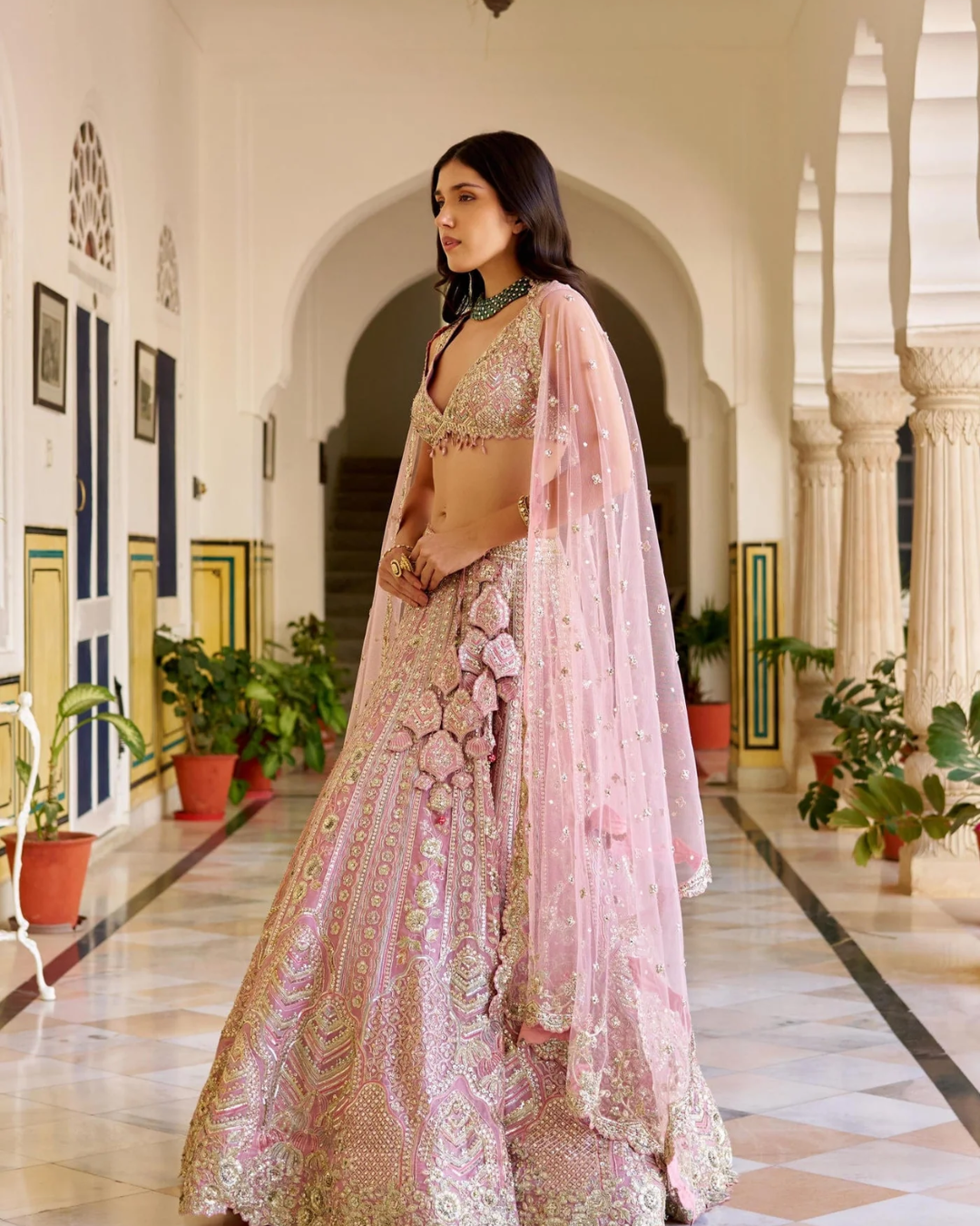 Osaa By Adarsh - Rosaline Pink Organza Lehenga Set From SAFAR