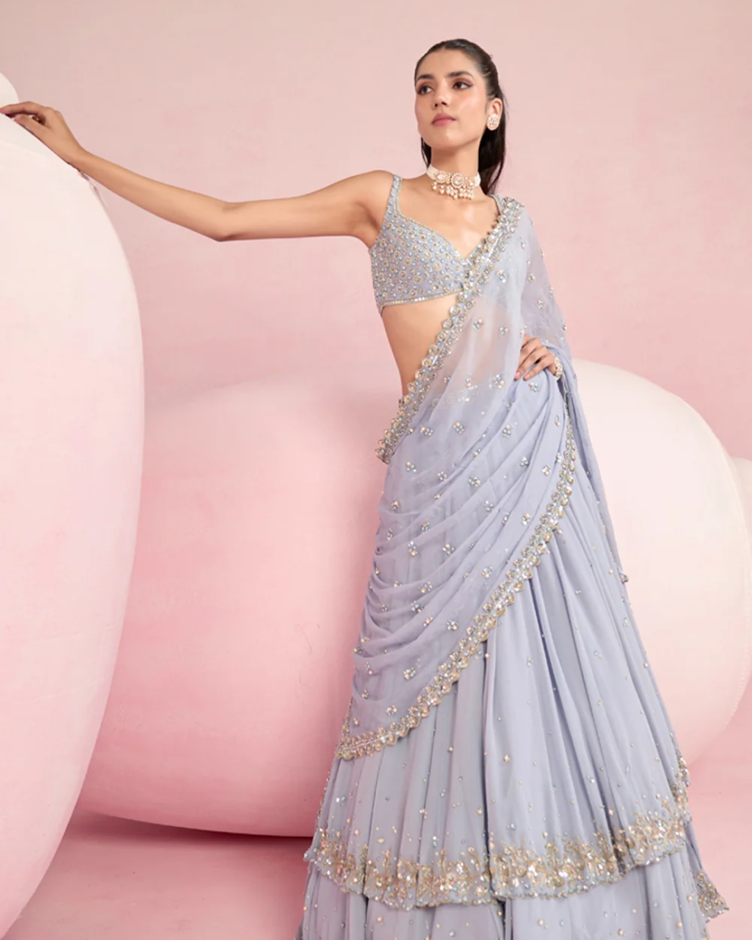 Prevasu - Blue Lehenga Set From Solene