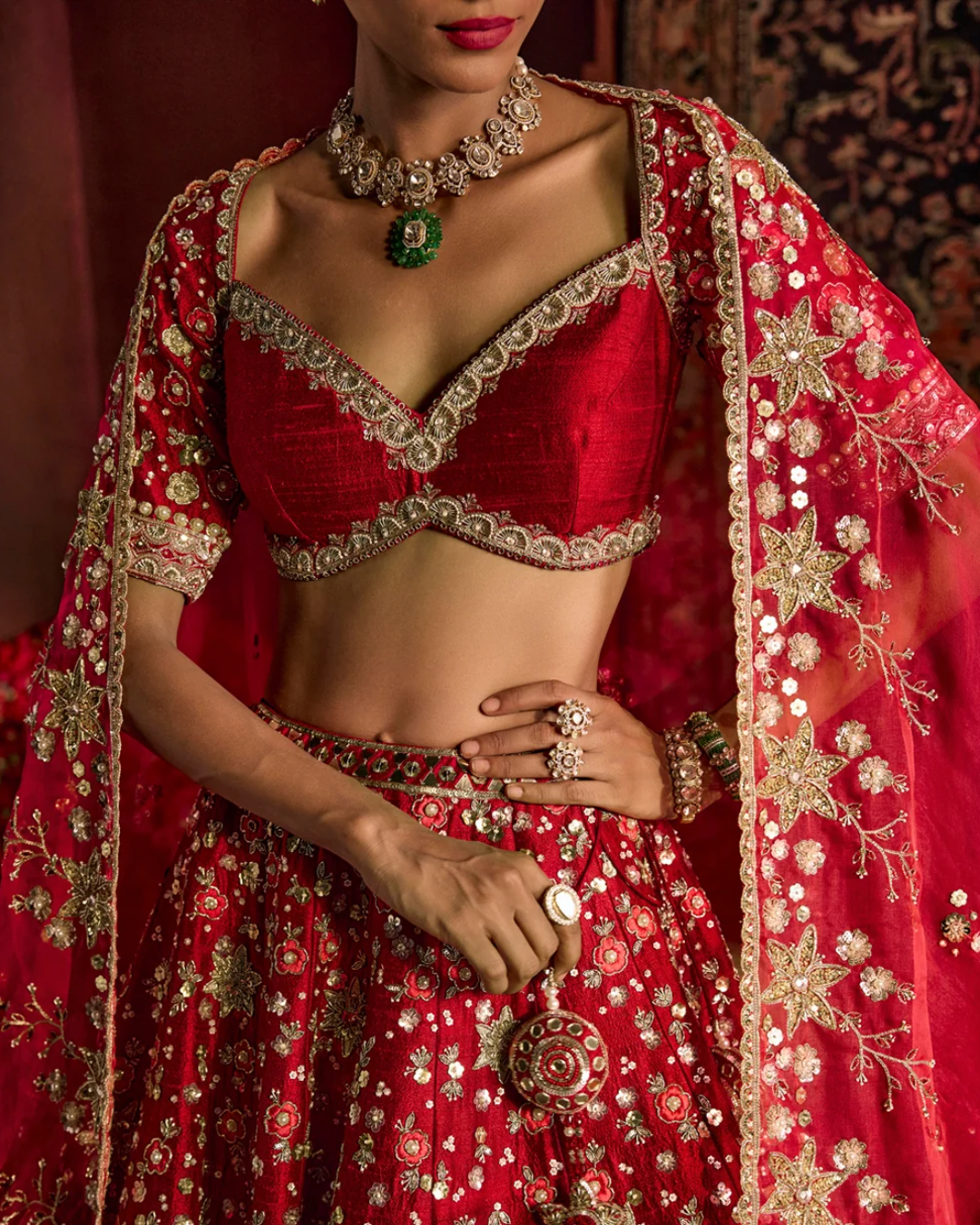 Prevasu - Red Munira Bridal Lehenga Set From Raabta