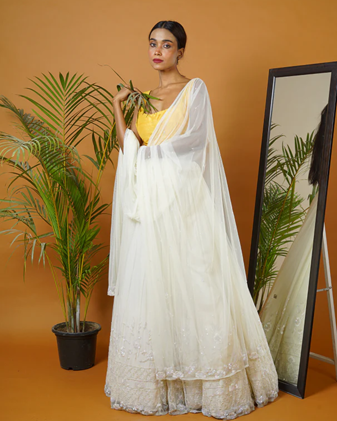 Sonali Bansal - Mustard blouse with off white lehenga and dupatta From Fiza