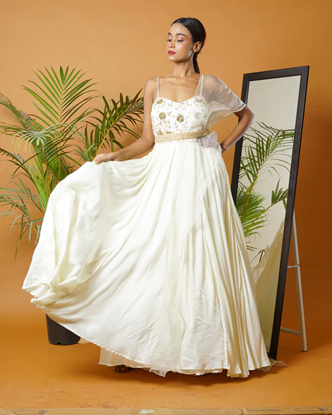 Sonali Bansal - Off white anarkali with waistbelt and ruffle dupatta From Fiza