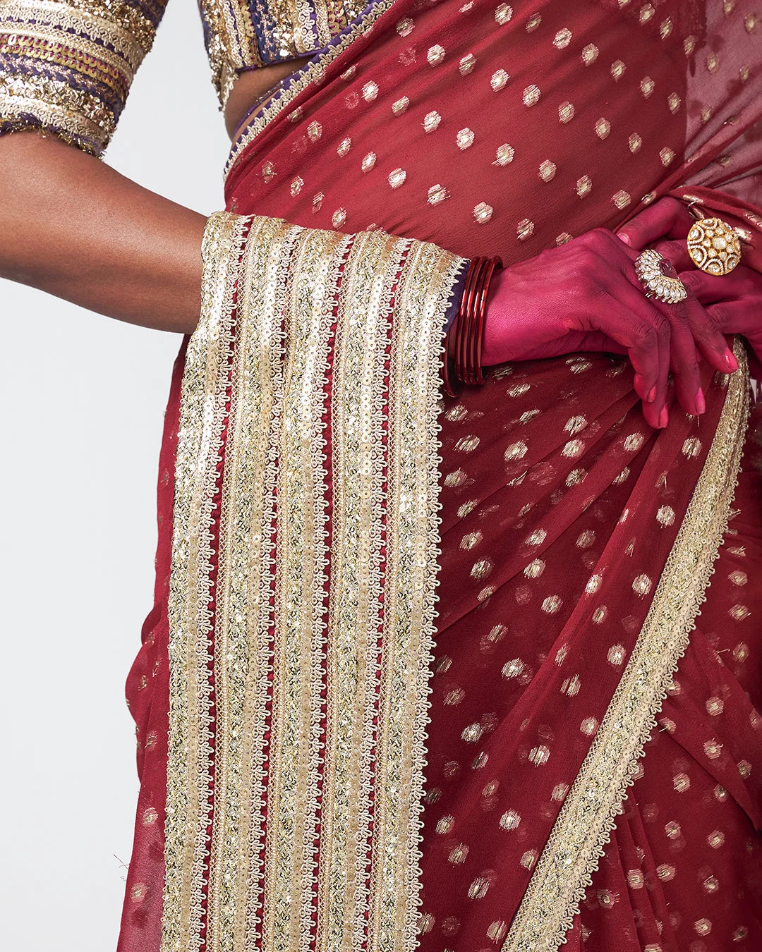 Rishi and Vibhuti - Cherry Dewk Saree From Gulon Ke Rang