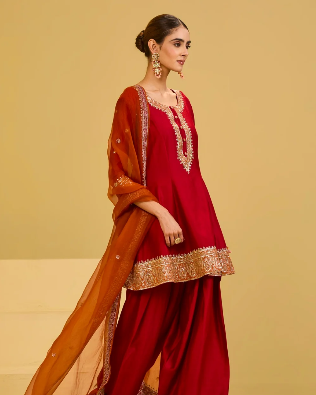 Esha Koul - Red & Orange Salwar Set From Naaz