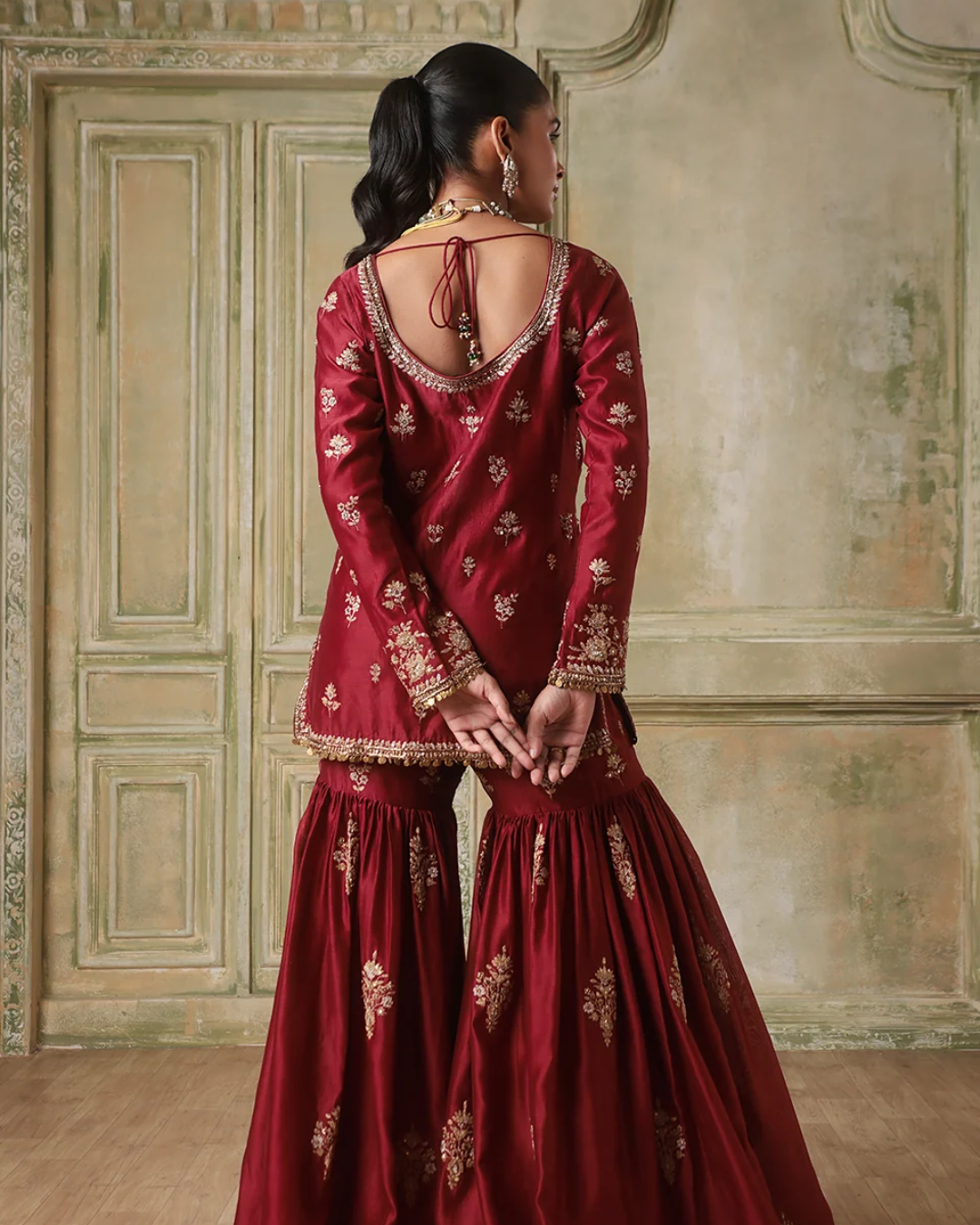 Niti Bothra - Zar-Rang Maroon Sharara Set