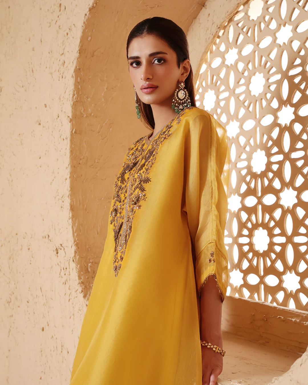 Niti Bothra -  Mehrang Yellow Kaftan Kurta Set
