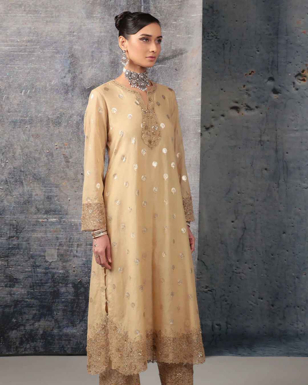 Niti Bothra - Mehrang Ivory Farshi Kurta Set
