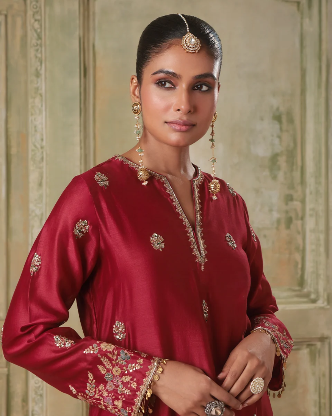 Niti Bothra - Zar-Rang Maroon Farshi Kurta Set