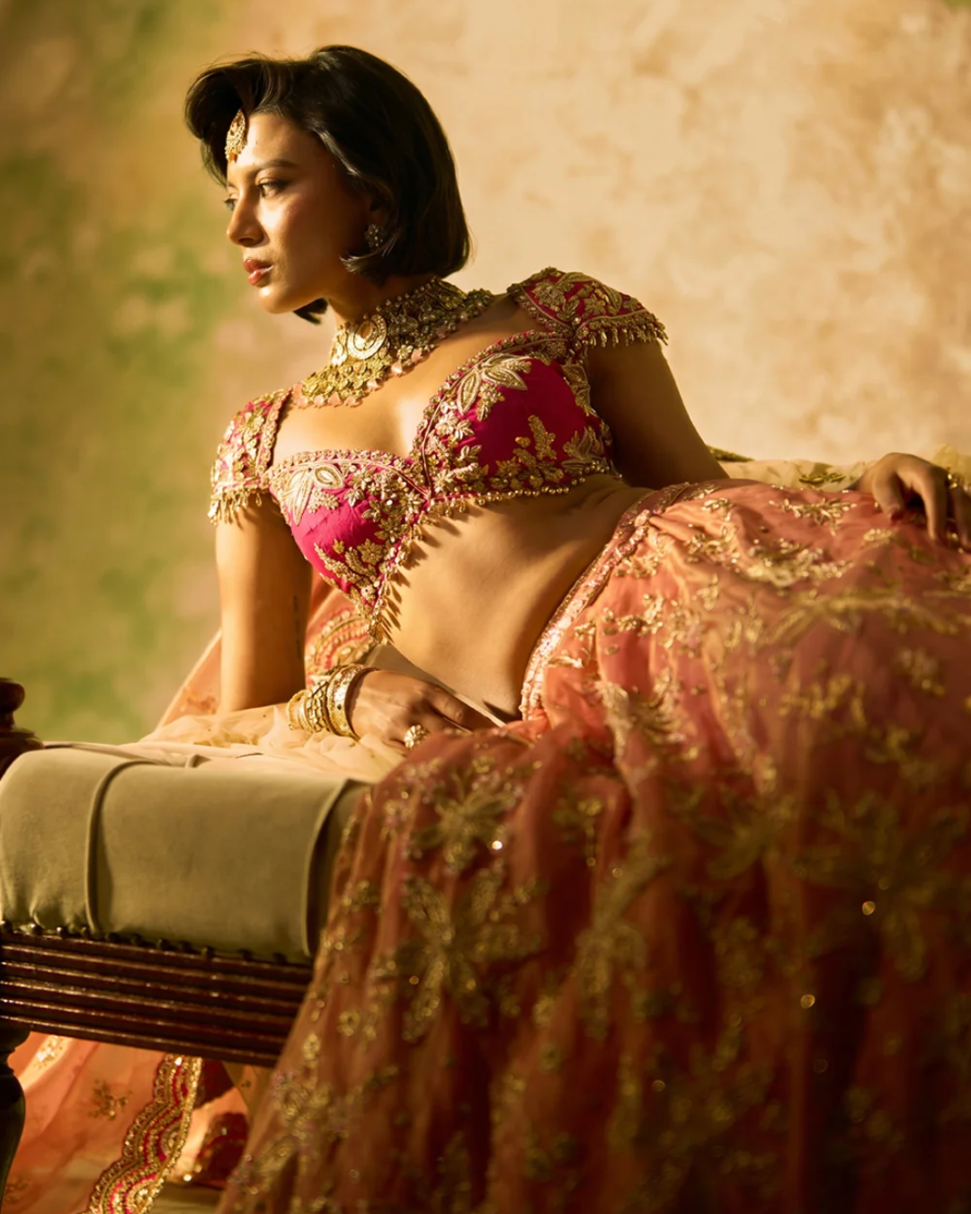 Prevasu - Pink Tissue Bridal Lehenga Set From Silsila