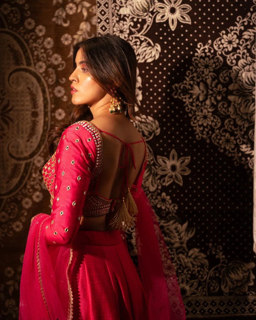 Anisha Shetty - Rasberry Pink Lehenga Set From Rangin