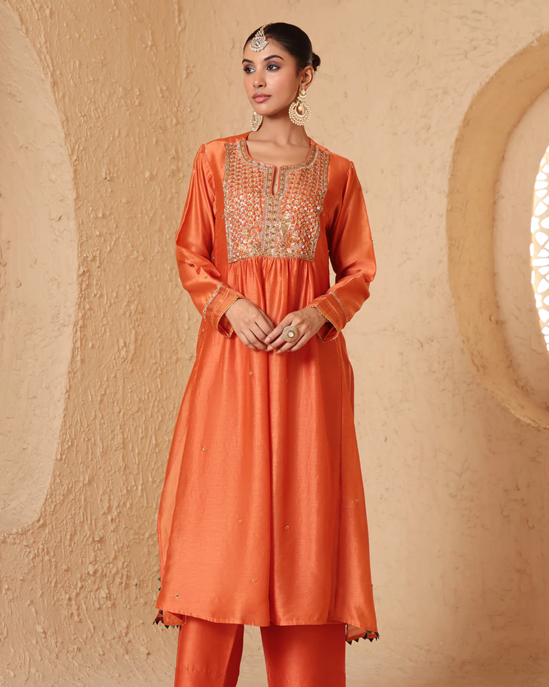 Niti Bothra - Mehrang Orange Frockstyle Kurta Set