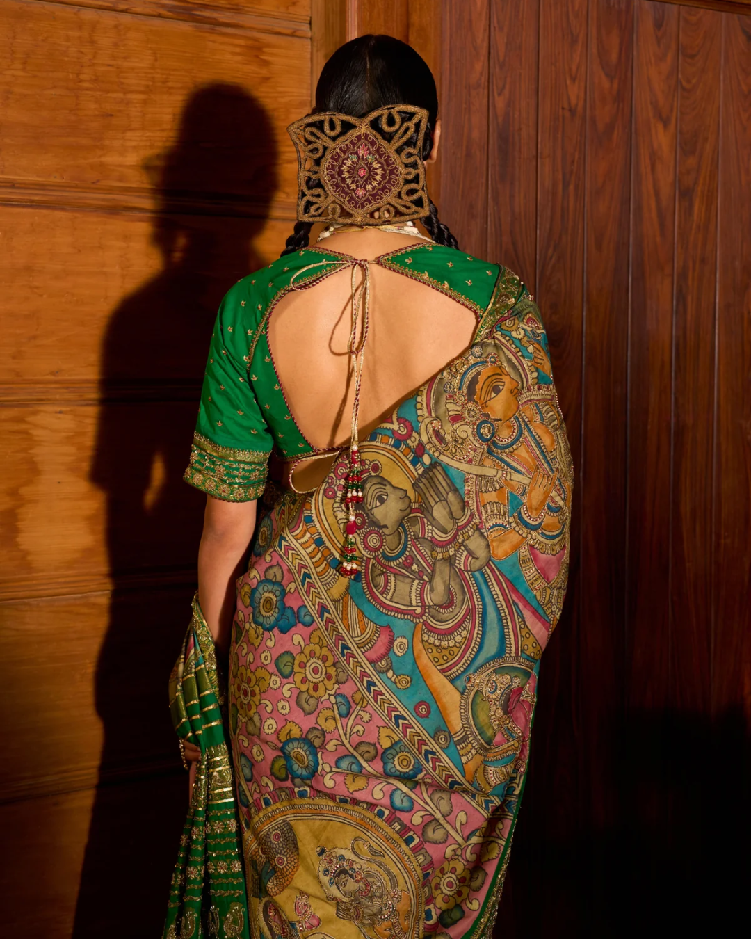 Aditi Gupta - Ramleela Onion Pink Saree with Green Blouse From Chitrakatha