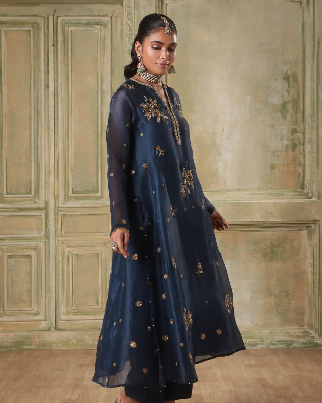 Niti Bothra - Zar-Rang Blue Phool Kurta Set