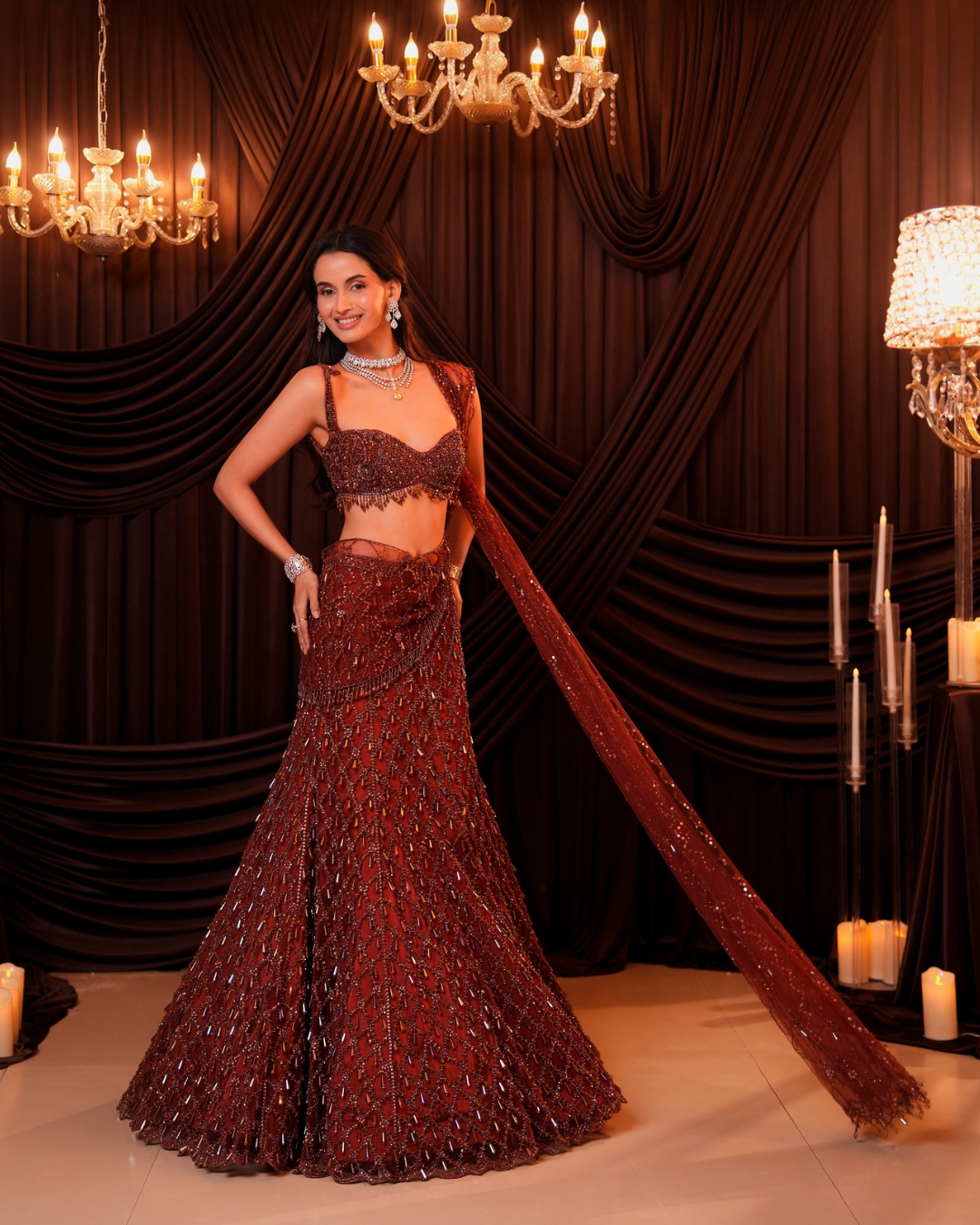 Isa by Dolly Wahal - Caramel Brown Saree From Ittara