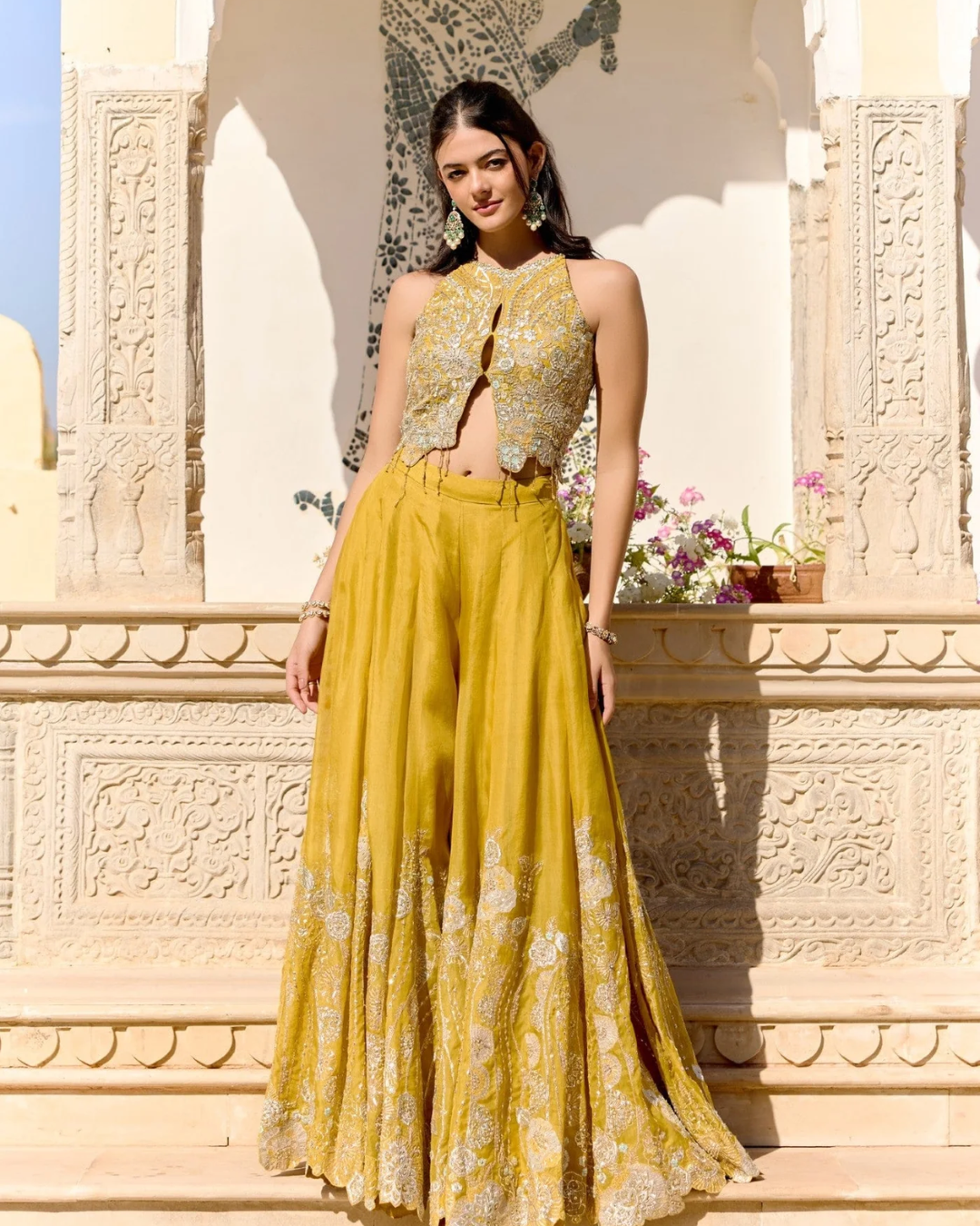 Osaa By Adarsh - Honey Gold Top and Garara Set From SAFAR