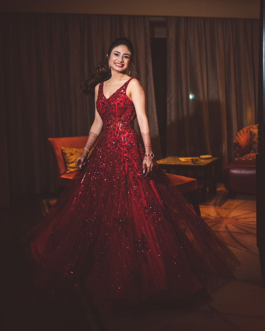 Isa by Dolly Wahal - Deep Red Gown From Athena