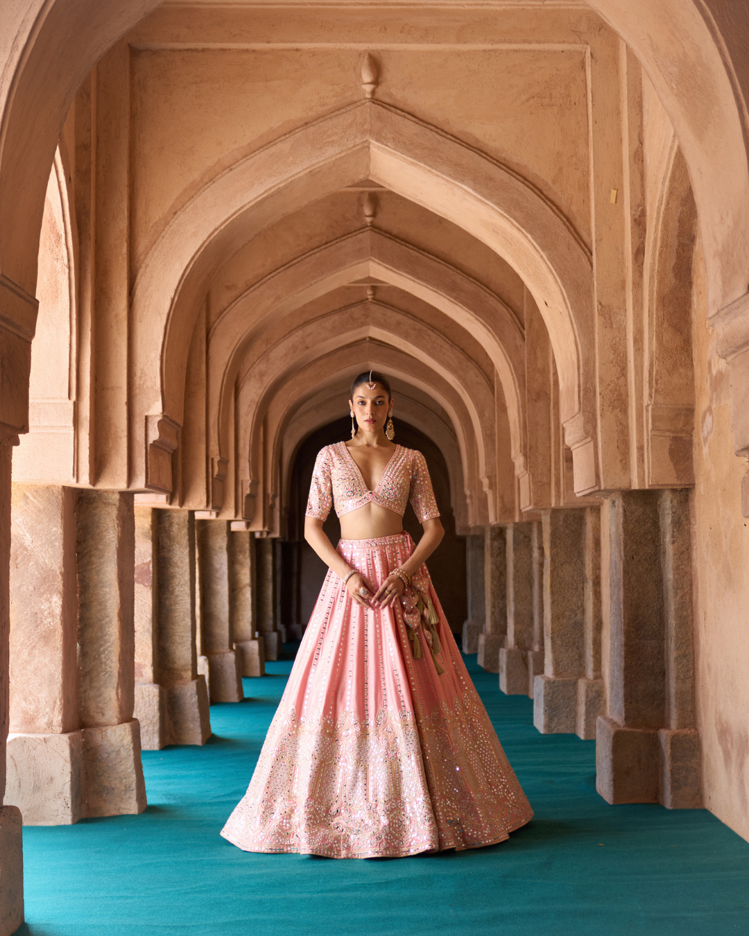 Angad Singh - KESAR — Carrot Pink Raw Silk Lehenga Set From Zariya