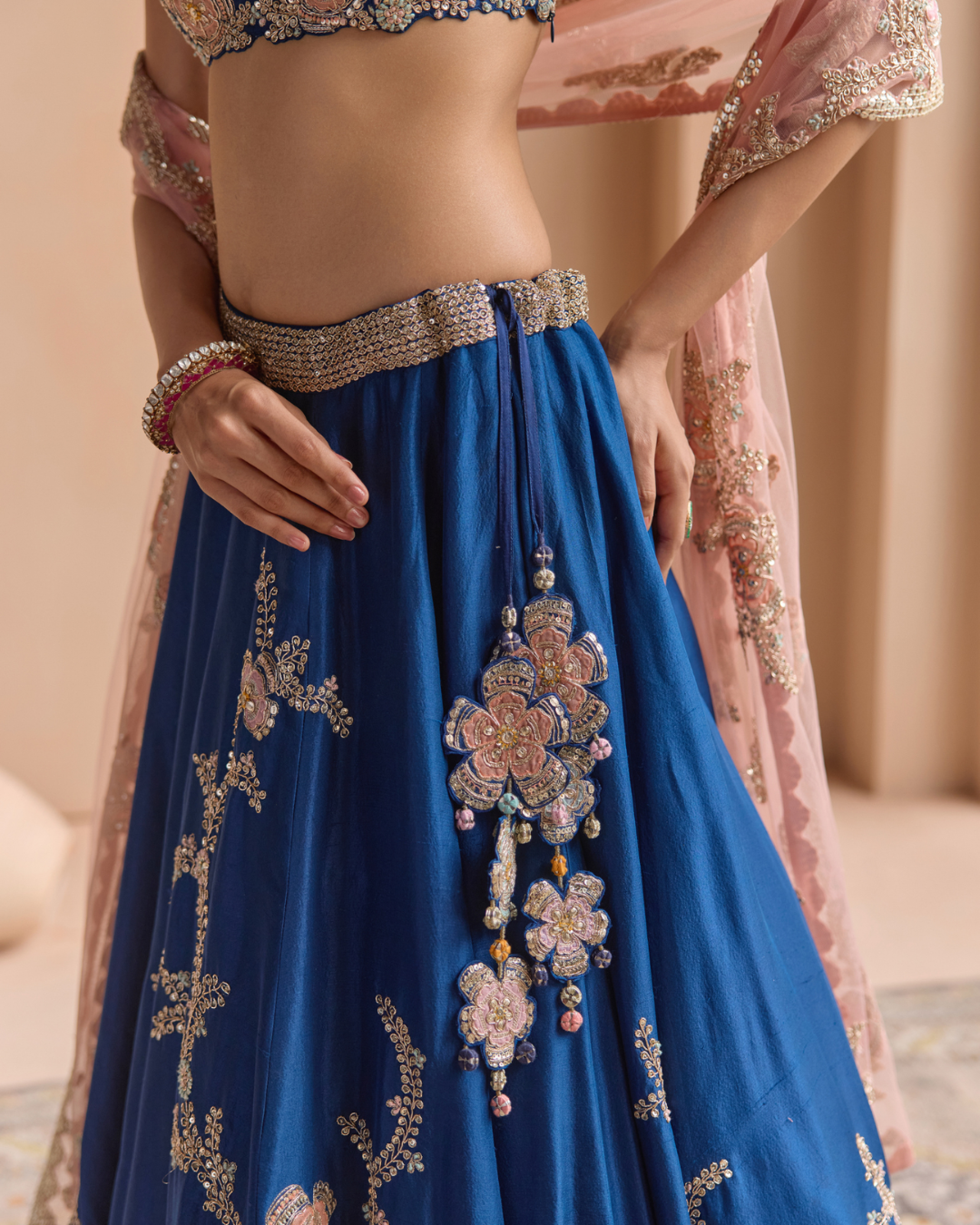 Osaa By Adarsh - French Navy Embroidered Lehenga Set From Off The Record