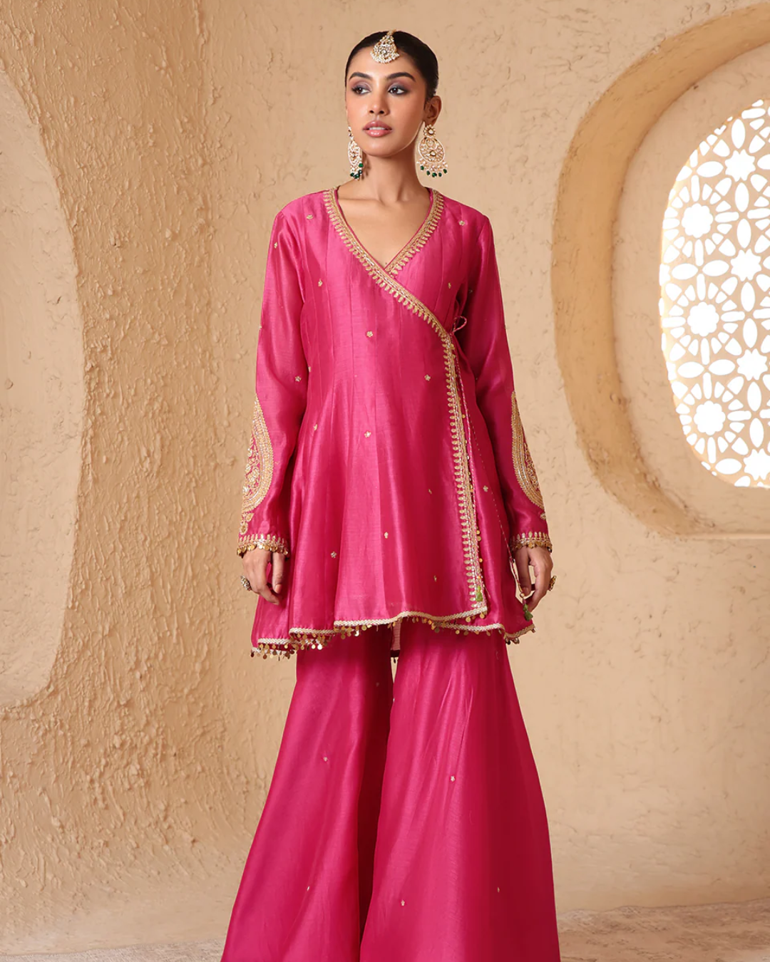 Niti Bothra - Mehrang Pink Angrakha Sharara Set