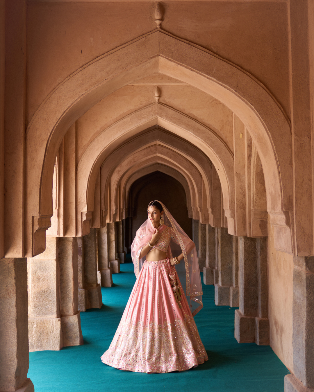 Angad Singh - KESAR — Carrot Pink Raw Silk Lehenga Set From Zariya