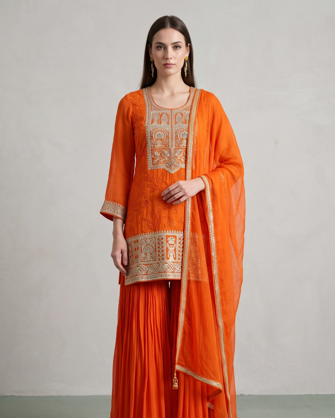 Basanti Kapde Aur Koffee - Amber Embroidered Sharara Set From Suits & Shararas