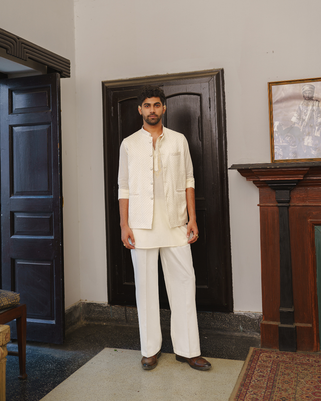 Aditi Gupta - Ivory Kurta Set With Nehru Jacket