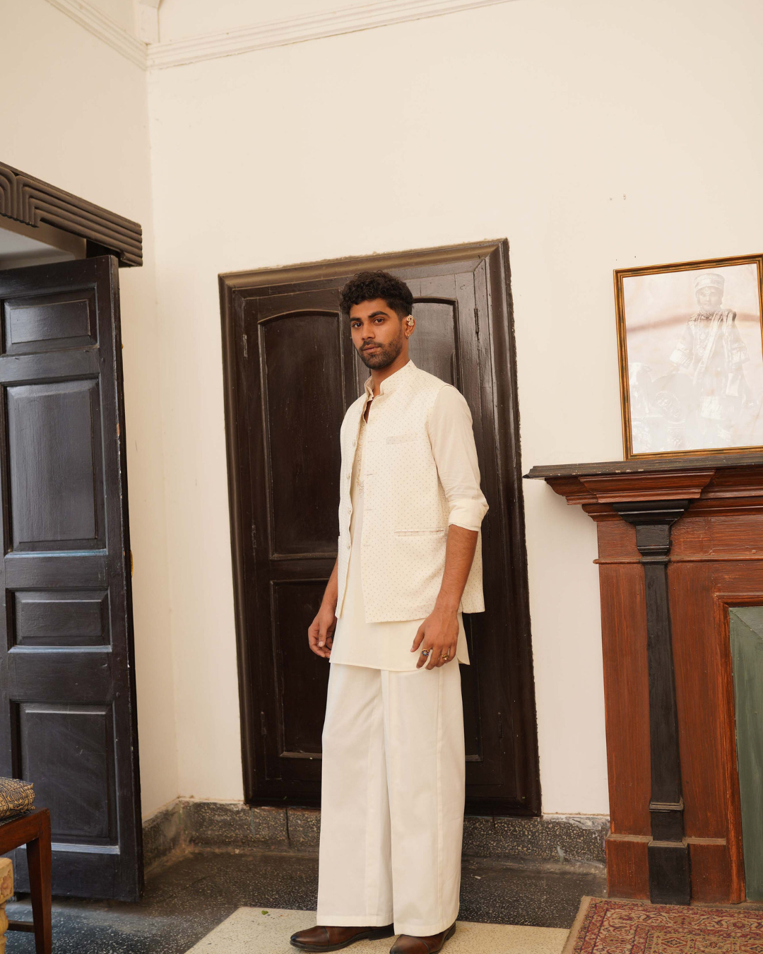 Aditi Gupta - Ivory Kurta Set With Nehru Jacket