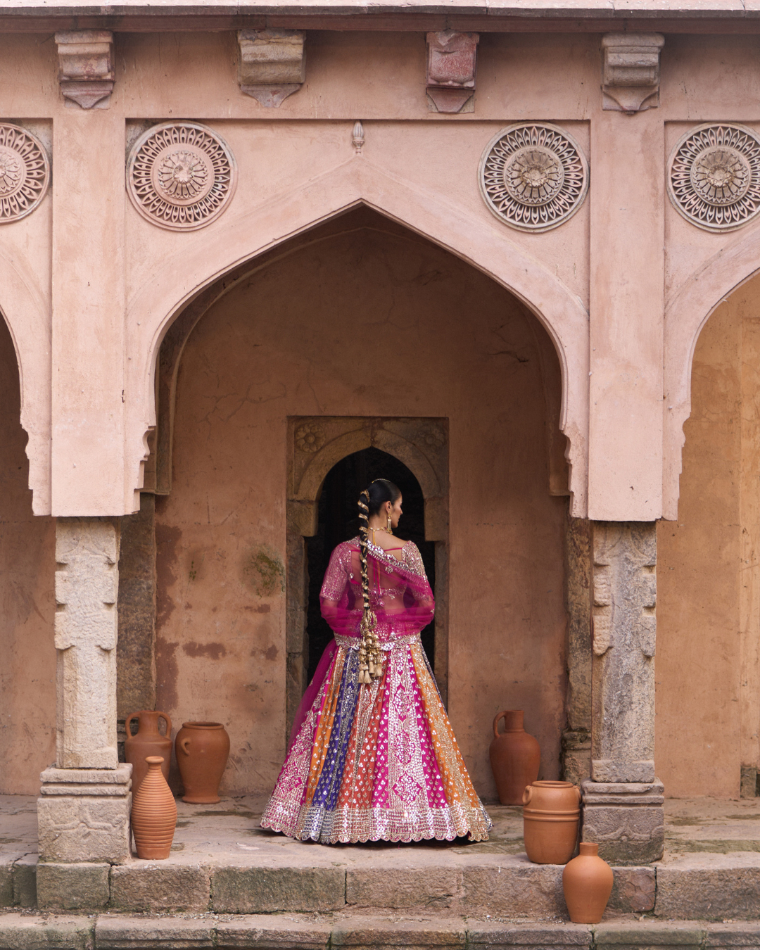 Angad Singh - PRISM — Multicolored Raw Silk Lehenga Set with Contrast Blouse From Zariya