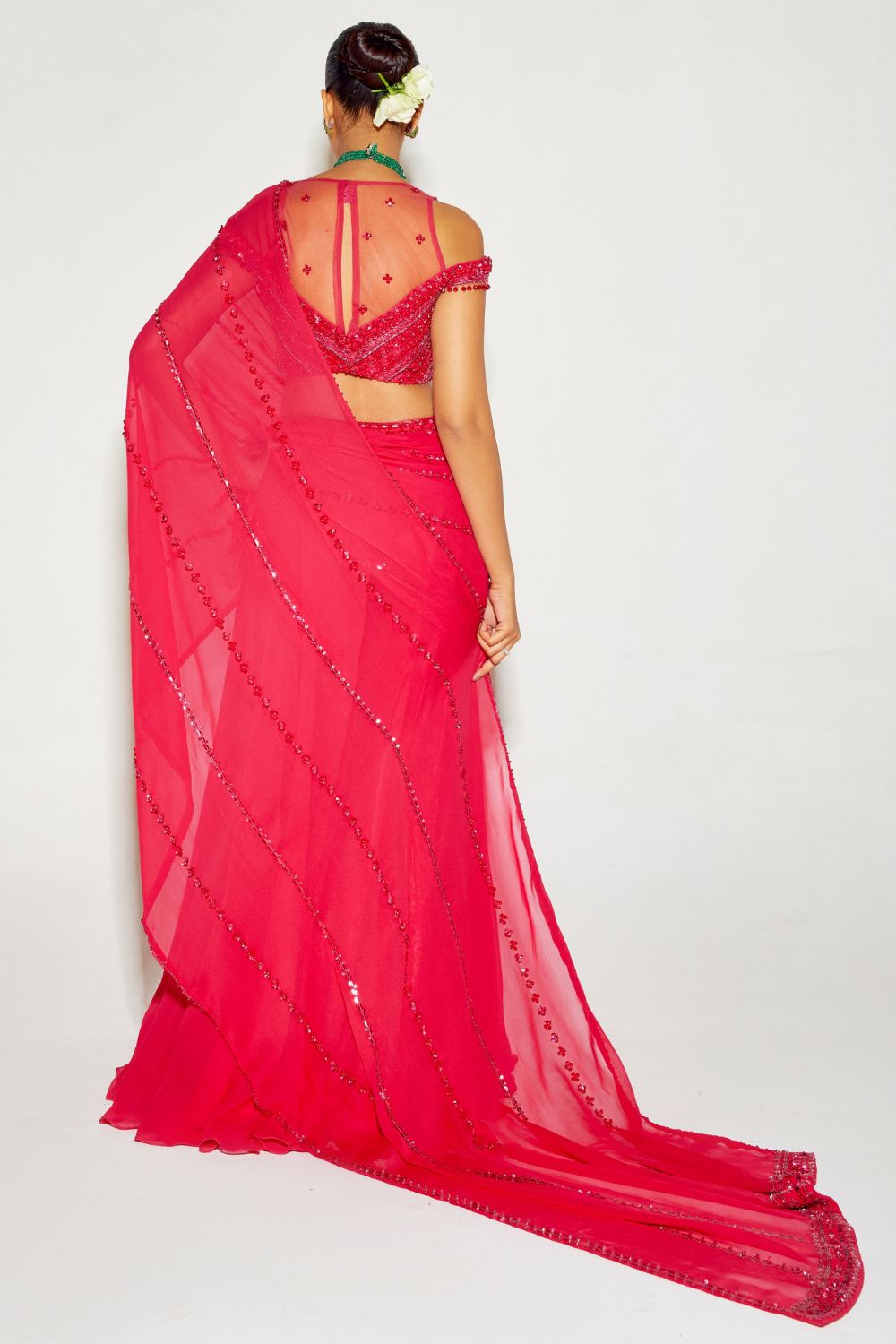 Sanya Gulati - Hot Pink Tonal Saree