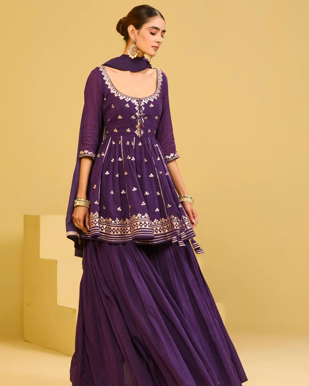 Esha Koul - Purple Cotton Sharara Set From Naaz