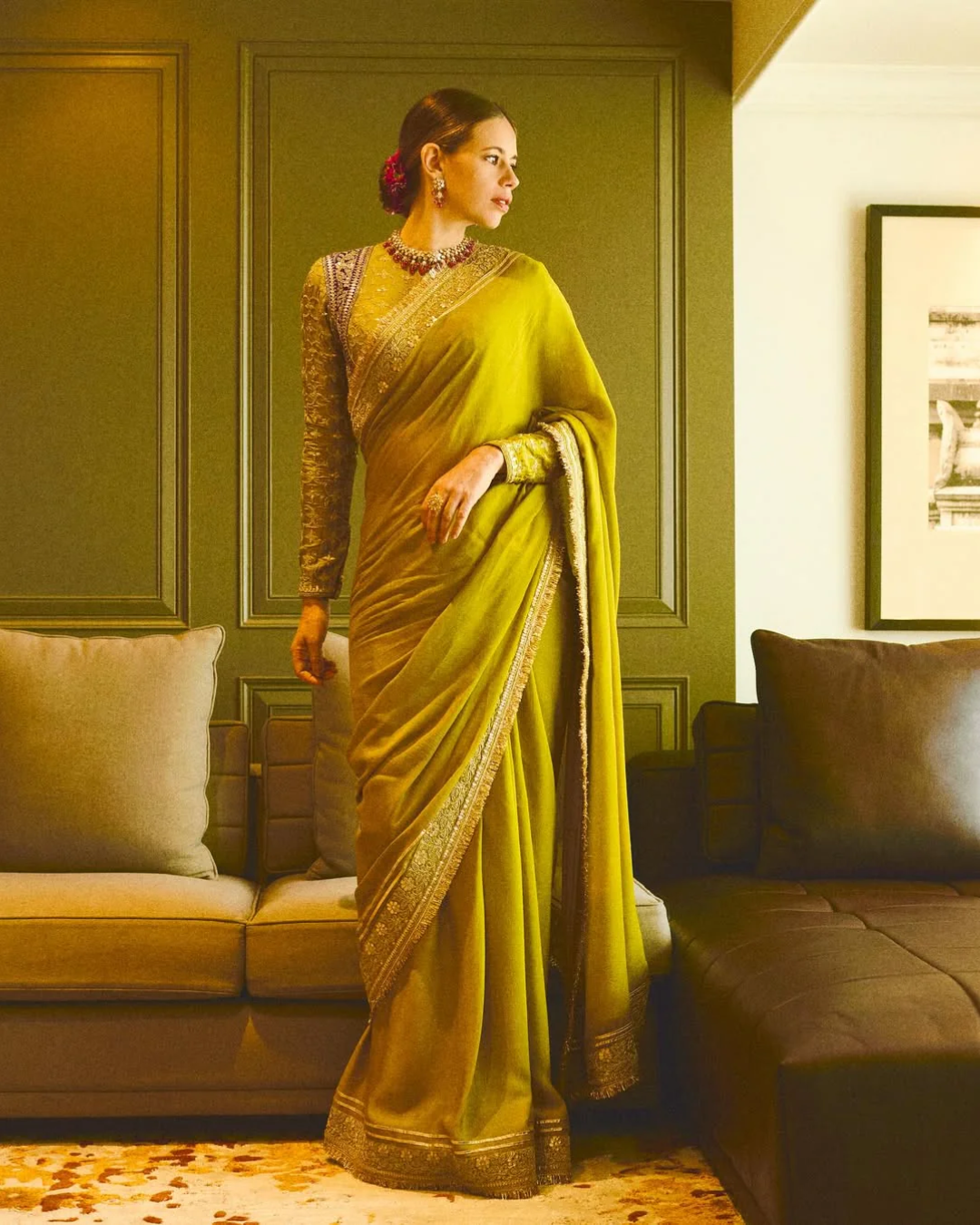 Gopi Vaid - Kalki Koechlin in Nizaam Saree Set From Nizaam