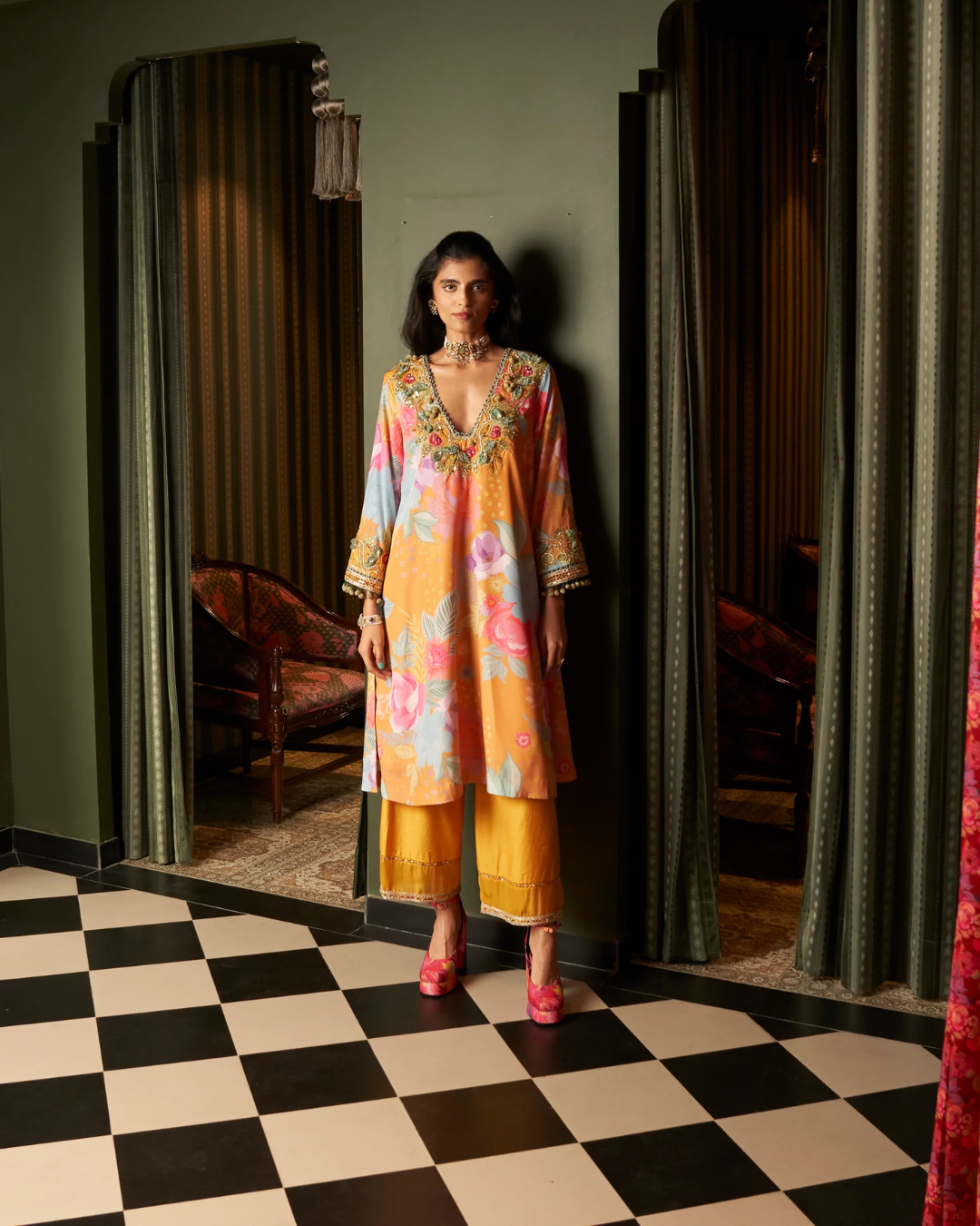 Rishi and Vibhuti - Marigold Choga Set From Rock & Roll