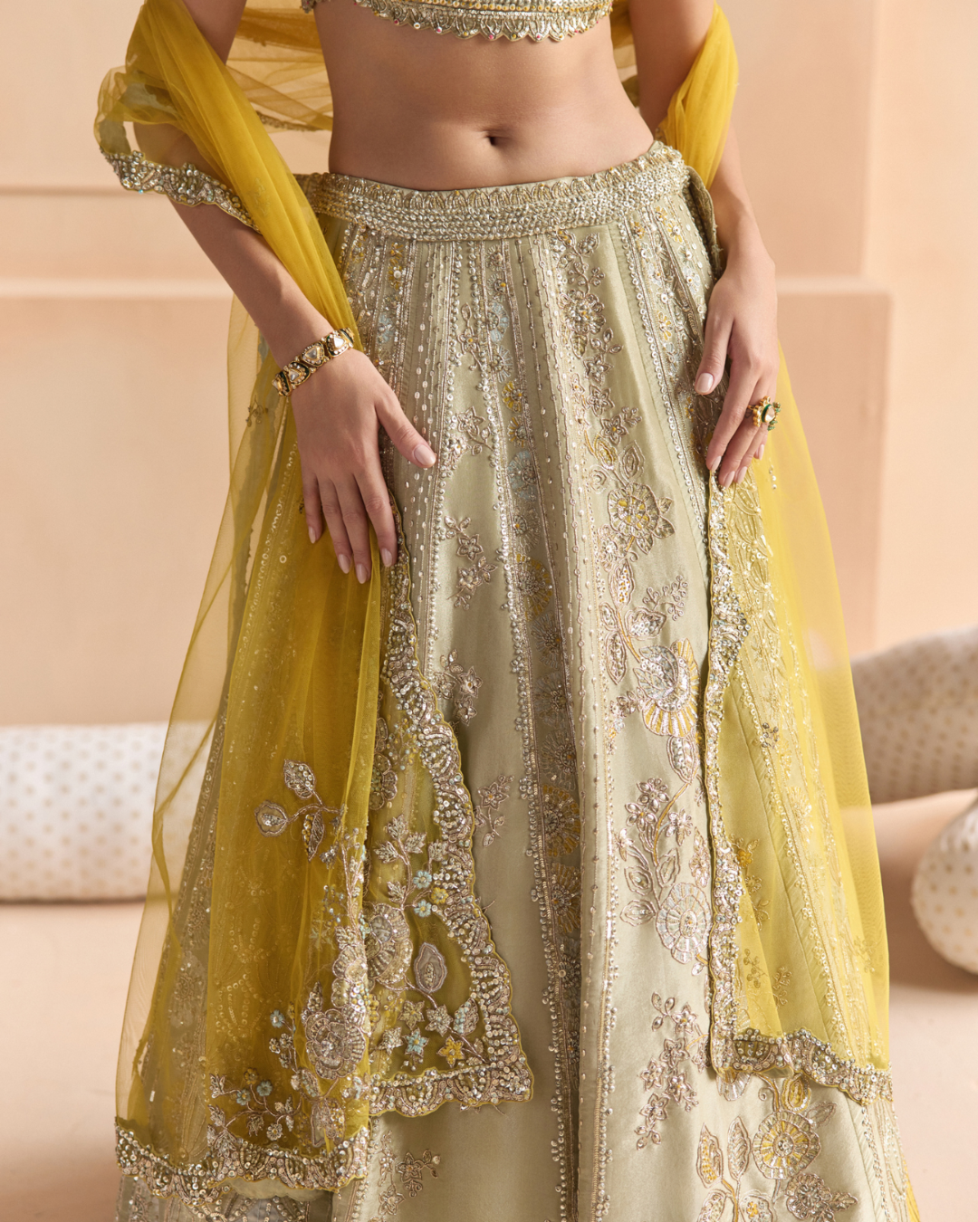 Osaa By Adarsh - Sage Embroidered Lehenga Set From Off The Record