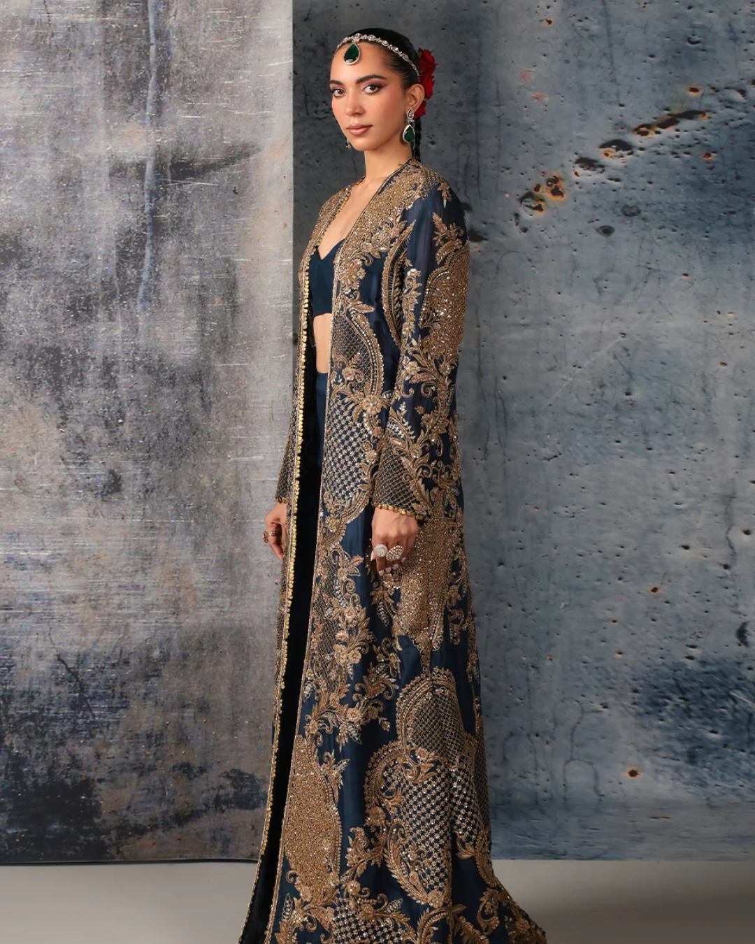 Niti Bothra - Zar-Rang Blue Long Jacket Set