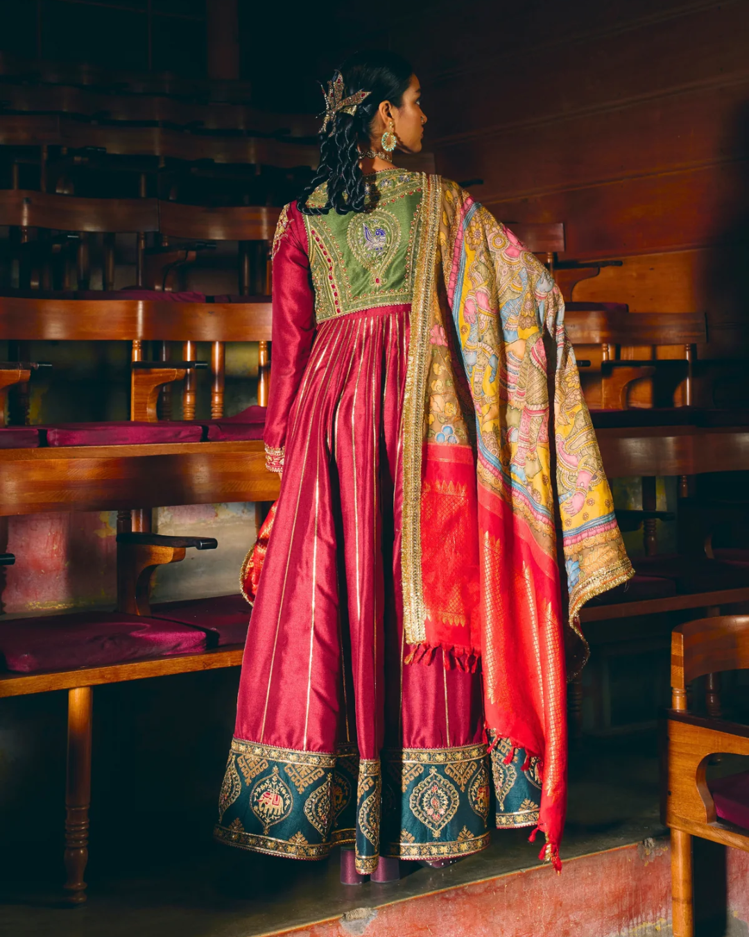 Aditi Gupta - Samarpana Red Anarkali Jacket Set From Chitrakatha