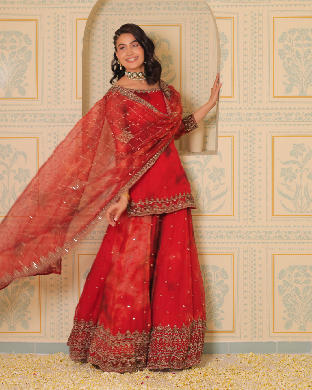 Sonali Bansal - Anaari red kurta and sharara with dupatta From Banno Ki Saheli