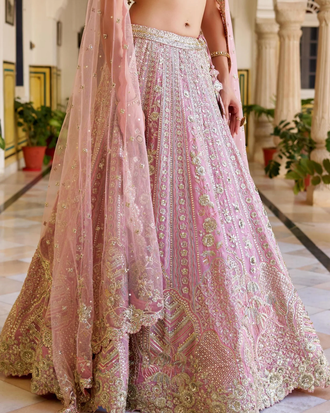Osaa By Adarsh - Rosaline Pink Organza Lehenga Set From SAFAR