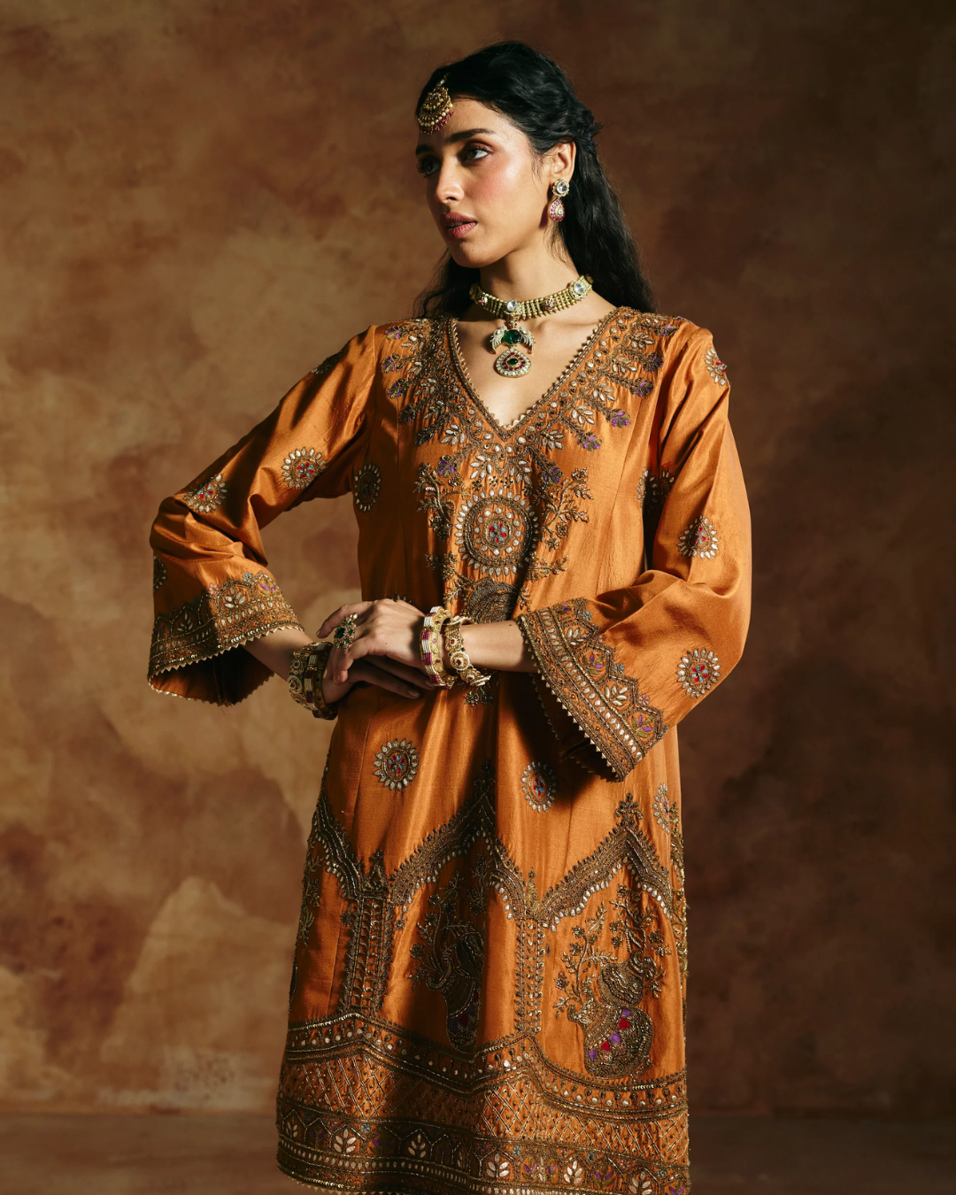 Aman Takyar - Brick Rust Kurta Set From Today's Sindh